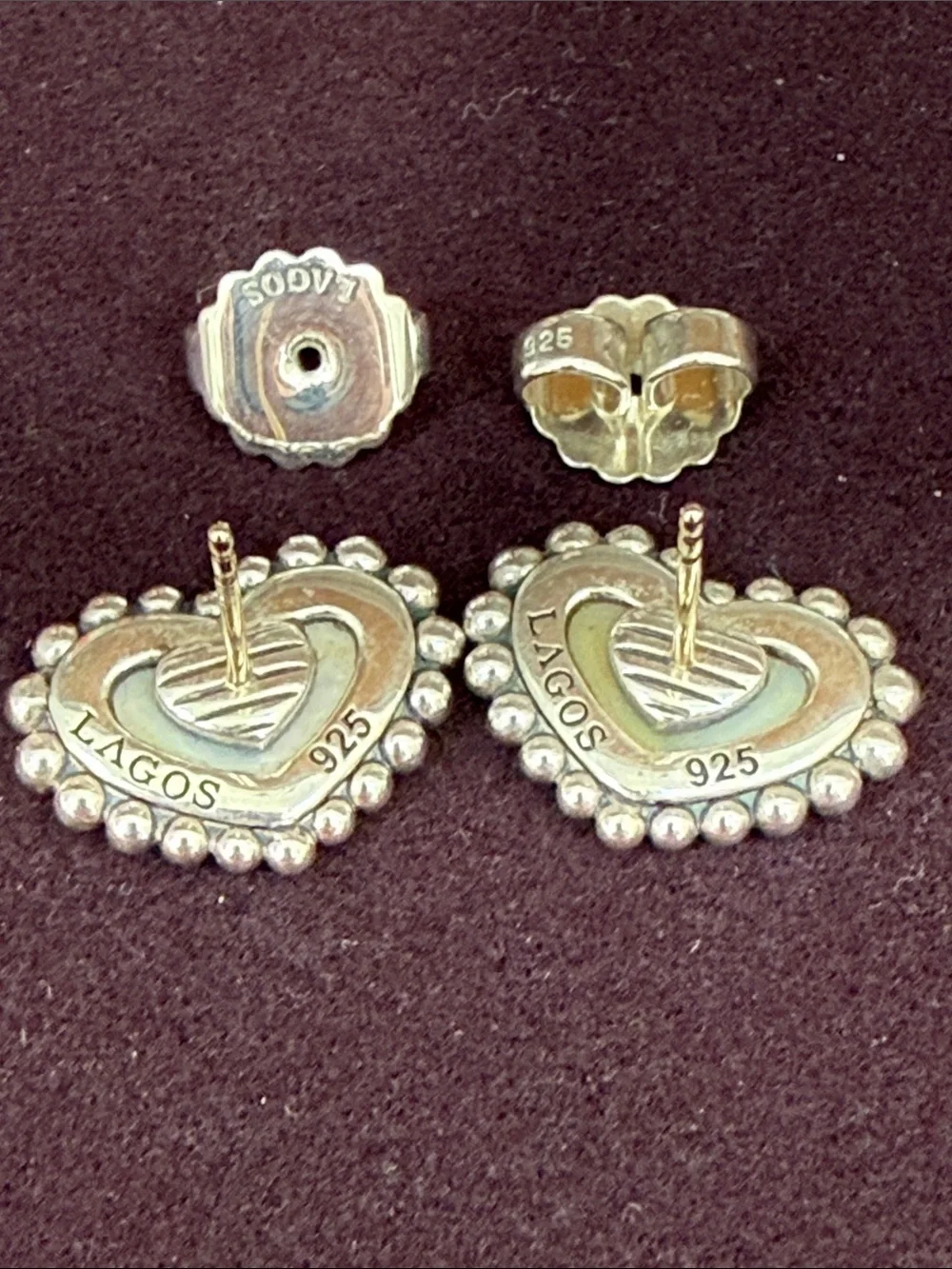 LAGOS Mother-of-Pearl Heart Stud Earrings in Sterling Silver - Picture 3 of 7
